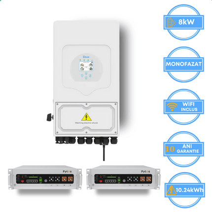 Onduleur Deye 8 kW, SUN-8K-SG05LP1-EU-AM2-P + batterie Pytes 10,24 kWh, v5a