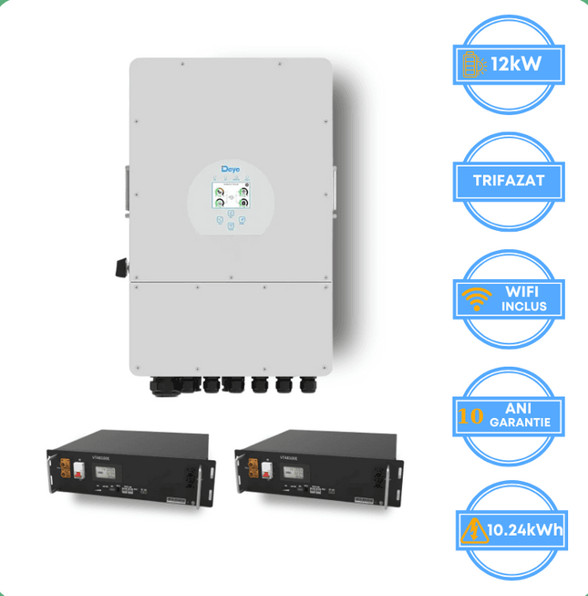 Onduleur Deye 12 kW, SUN-12K-SG05LP3-EU-SM2 + batterie V-TAC 10,24 kWh