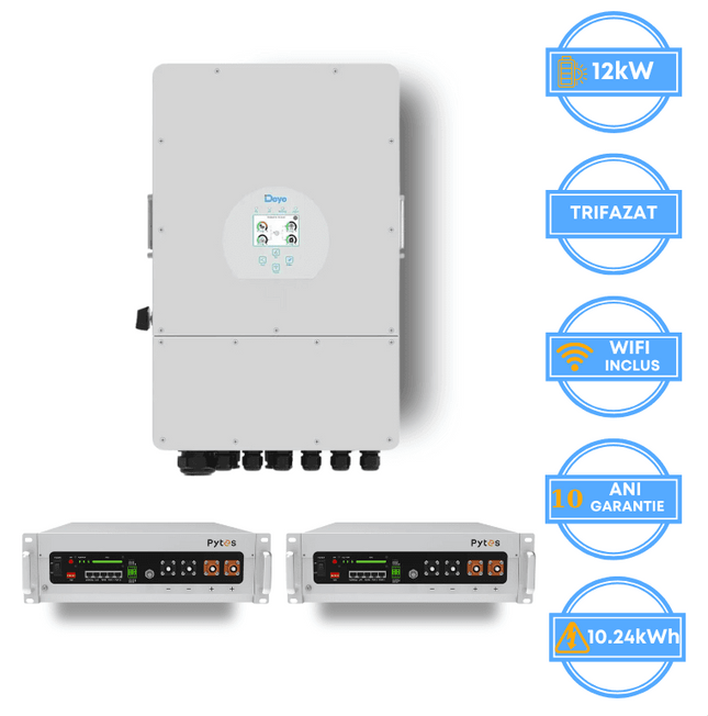 Onduleur Deye 12 kW, SUN-12K-SG05LP3-EU-SM2 + batterie Pytes 10,24 kWh, v5a