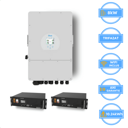 Onduleur Deye 8 kW, SUN-8K-SG05LP3-EU-SM2 + batterie V-TAC 10,24 kWh