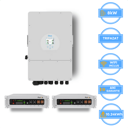 Onduleur Deye 8 kW, SUN-8K-SG05LP3-EU-SM2 + batterie Pytes 10,24 kWh, v5a