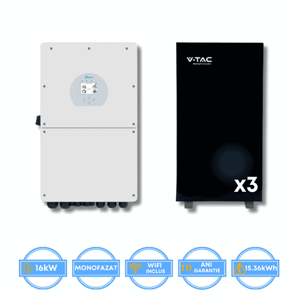 Onduleur Deye 16 kW, SUN-16K-SG01LP1-EU + batterie V-TAC 15,36 kWh