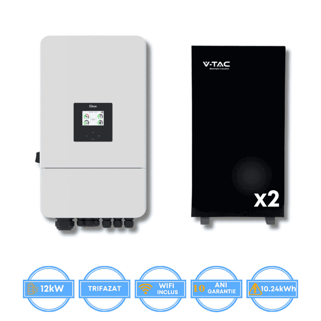 Onduleur Deye 12 kW, SUN-12K-SG05LP3-EU-SM2 + batterie V-TAC 10,24 kWh