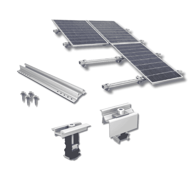 Kit de montage pour 15 panneaux solaires, disposition en une seule rangée, panneaux de type sandwich